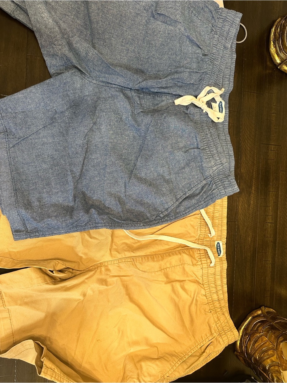 Old Navy Men's Chambray Blue & Khaki Drawstring Shorts Pack